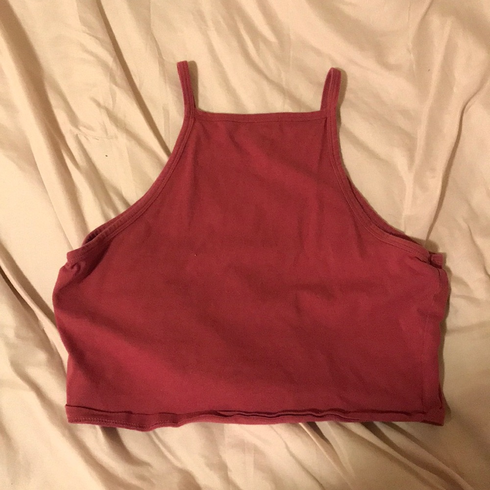 A pink crop top.